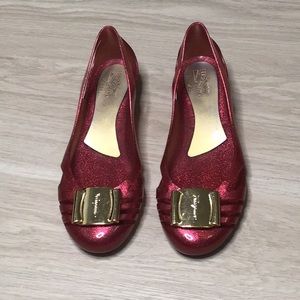 Salvatore Ferragamo  Flats metallic ruby